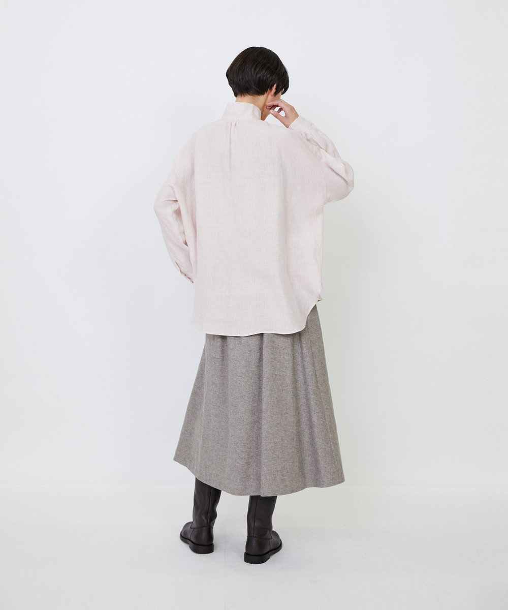 LOISIR グランジリネンボクシーシャツ ピンク
