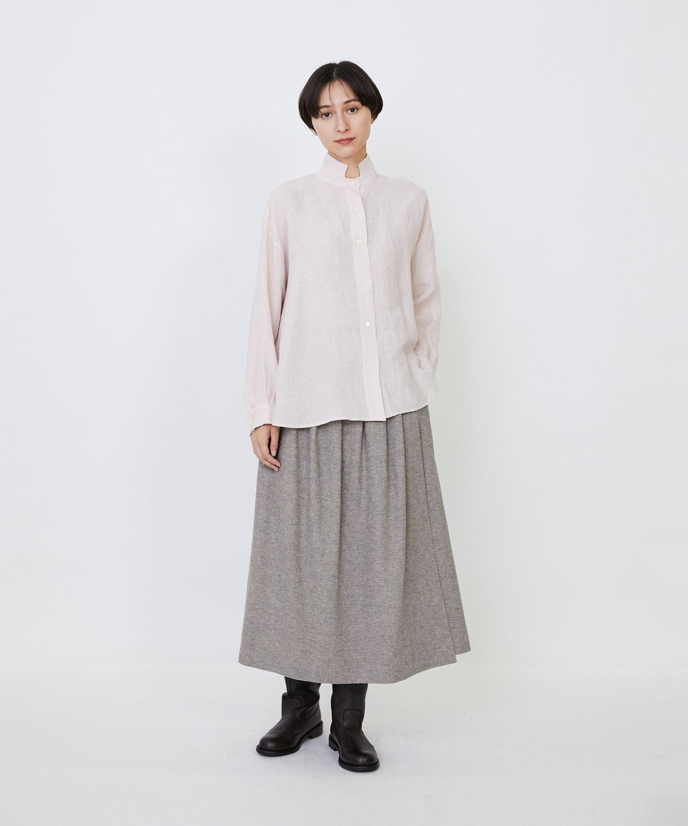LOISIR グランジリネンボクシーシャツ ピンク