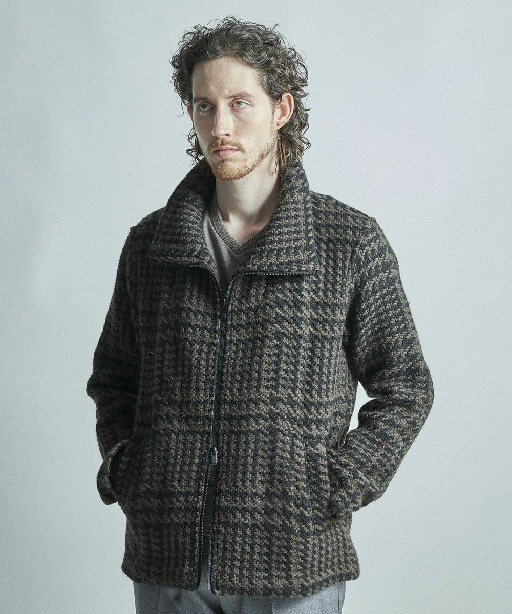 MEN'S BIGI 【John Branigan/ジョン・ブラニガン】別注チェック柄ニット風ブルゾン ブラック