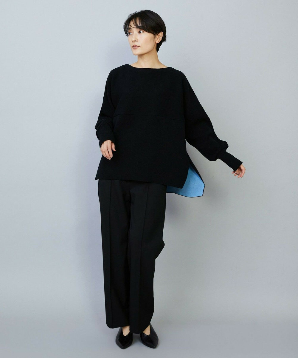 MOGA WOOLEN×AMOSSA ドルマンスリーブ配色ニット ブラック系その他