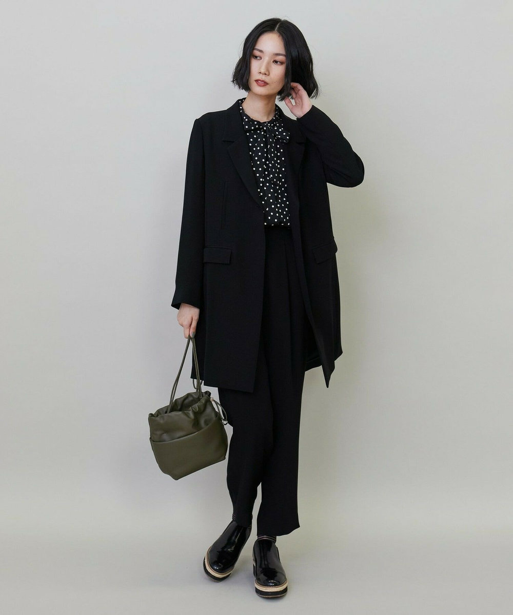 L'EQUIPE バックサテンロングジャケット ブラック