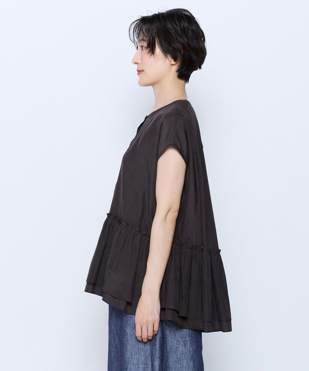 feerique feerique トリアセローンギャザーブラウス ダークブラウン