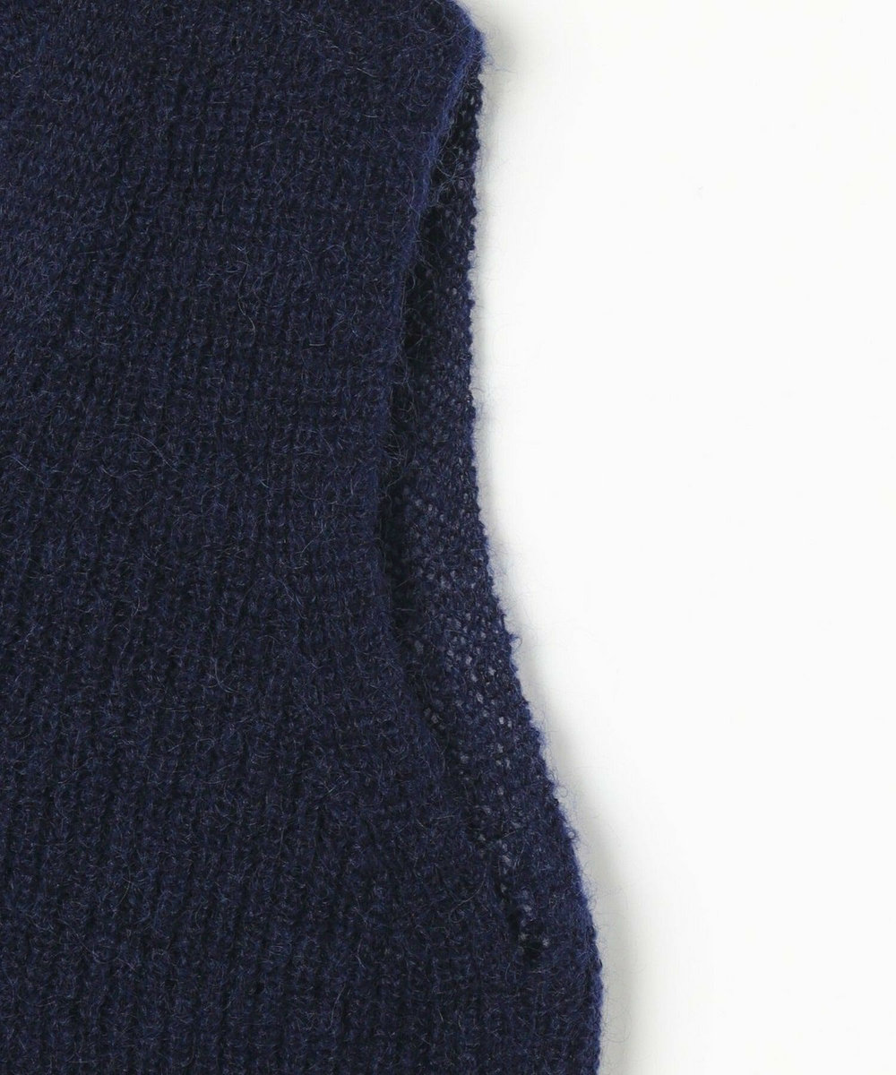 LOISIR モヘヤ混片畦Vネックベスト ネイビー