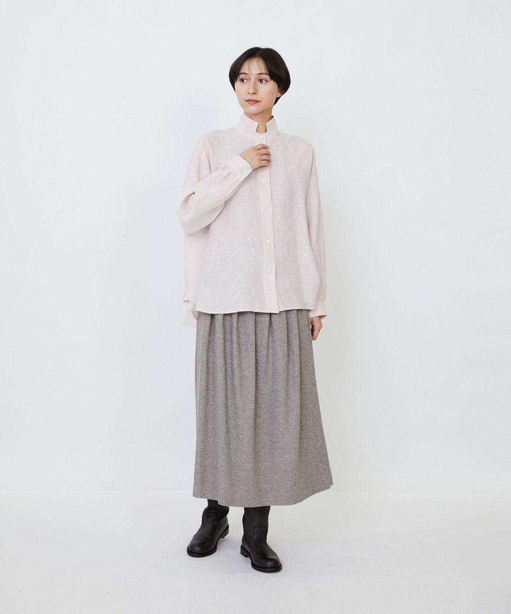 LOISIR グランジリネンボクシーシャツ ピンク