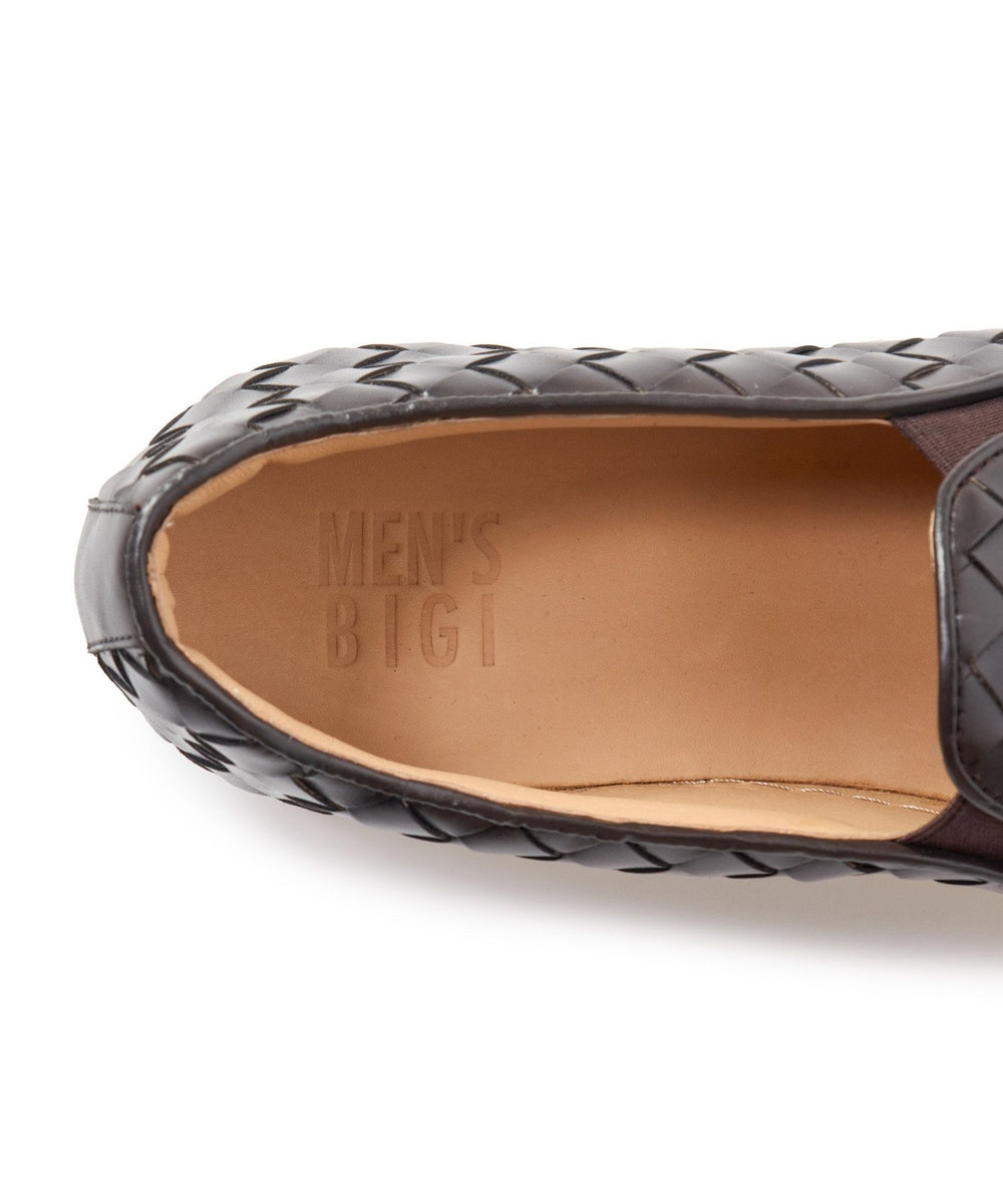 MEN'S BIGI イントレチャートレザースニーカー ダークブラウン