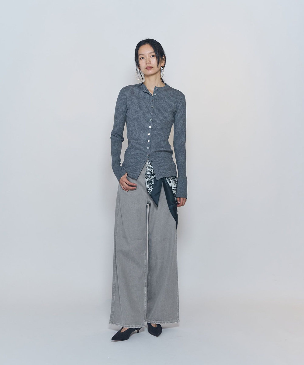 1er Arrondissement ワイドリブスキニーカーディガン グレー