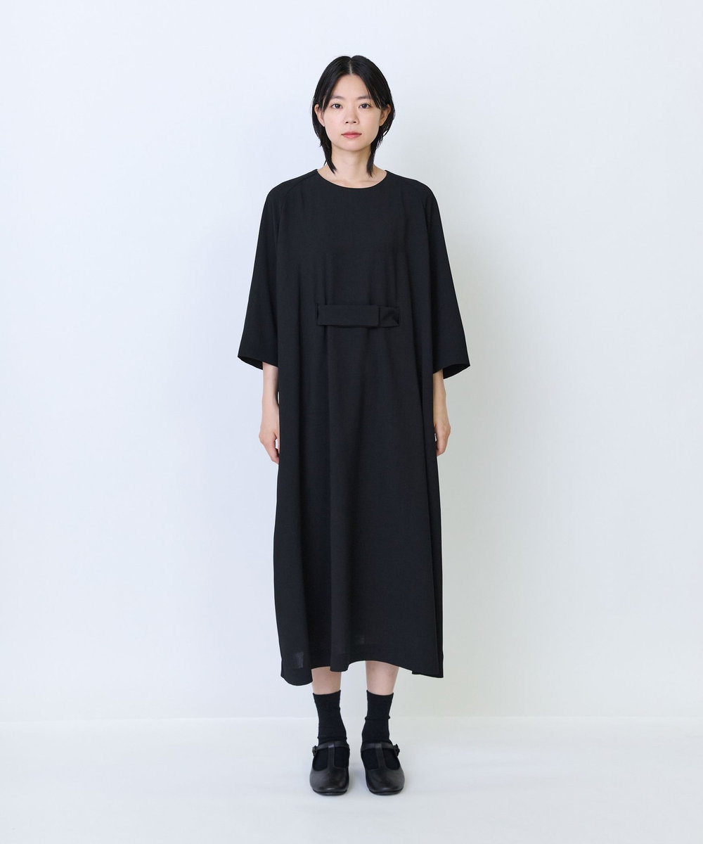 LOISIR エステルドライツイルベルテッドワンピース ブラック