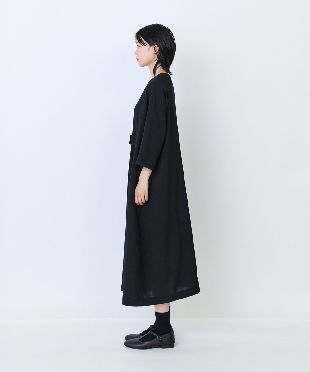 LOISIR エステルドライツイルベルテッドワンピース ブラック