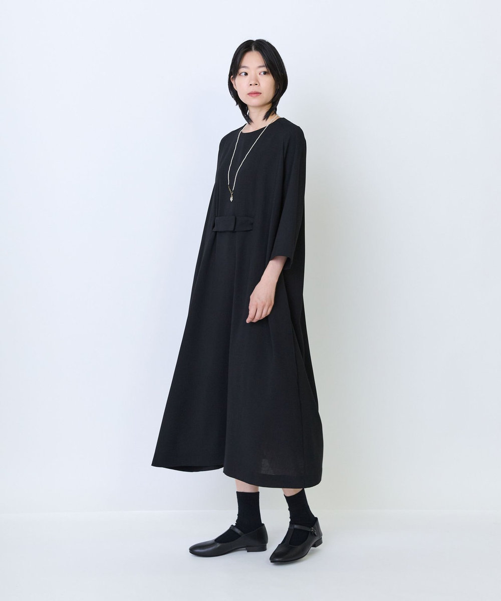 LOISIR エステルドライツイルベルテッドワンピース ブラック