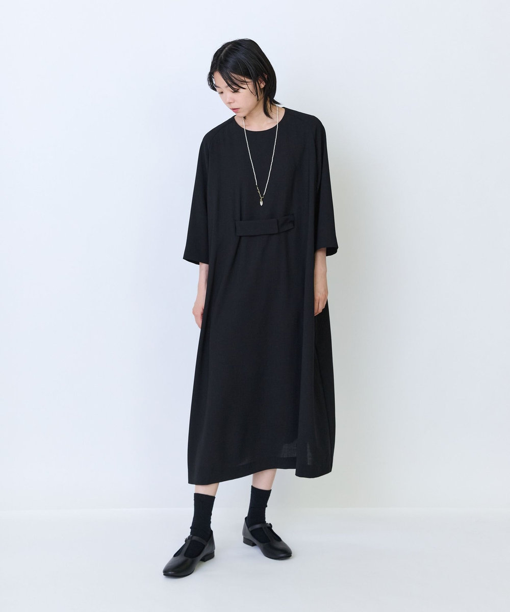 LOISIR エステルドライツイルベルテッドワンピース ブラック