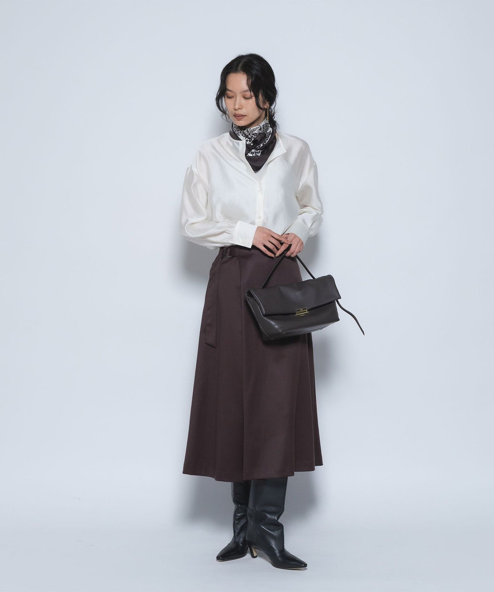 1er Arrondissement ウールサテンスカート ブラウン