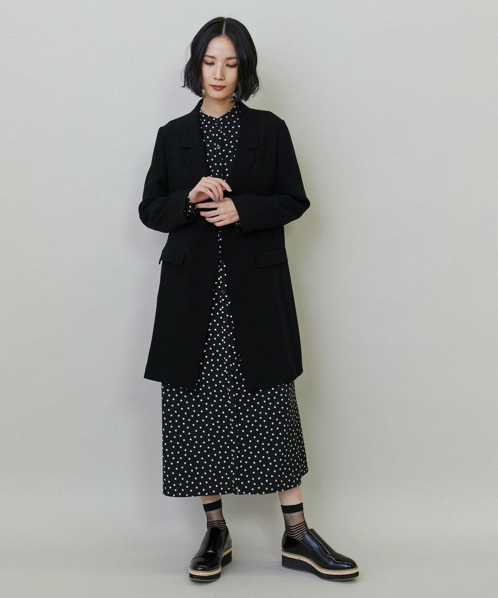 L'EQUIPE バックサテンロングジャケット ブラック