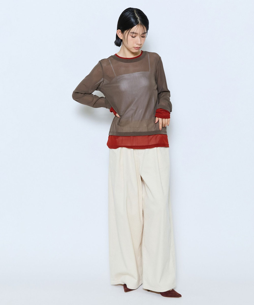 feerique feerique チュールメッシュ配色インナー ブラウン系その他