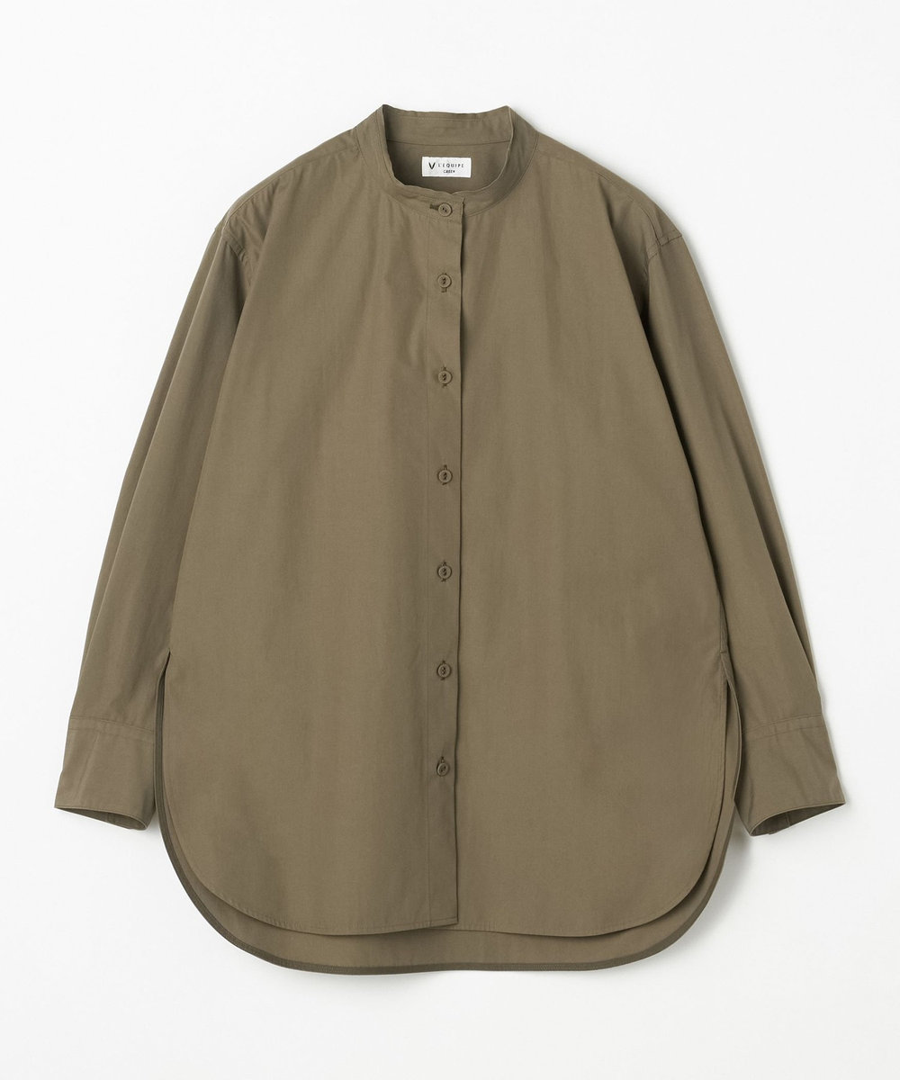 L'EQUIPE GREEN コットンタイプライタースタンドカラーシャツ									 カーキ