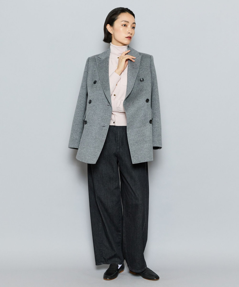 L'EQUIPE COUTURIER W/CASHリバージャケットコート ライトグレー