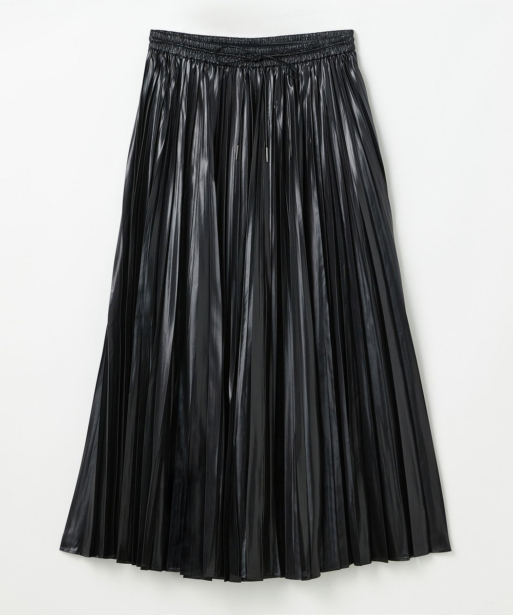 DÉPAREILLÉ FAUX LEATHER PLEATS SKIRT / フォーレザープリーツスカート ブラック