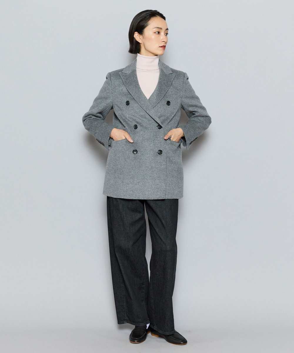 L'EQUIPE COUTURIER W/CASHリバージャケットコート ライトグレー