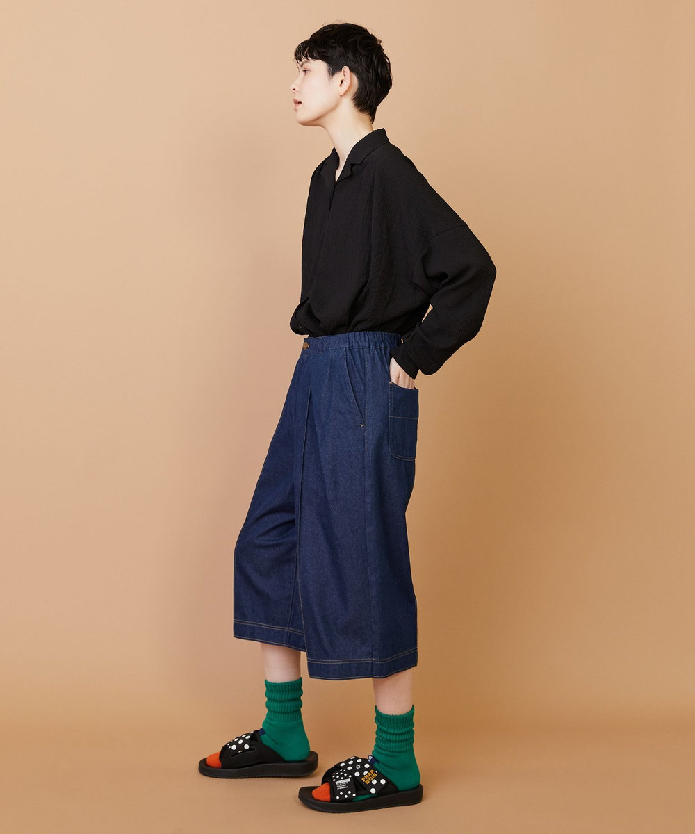 FRAPBOIS モイストデニム ハーフパンツ ネイビー