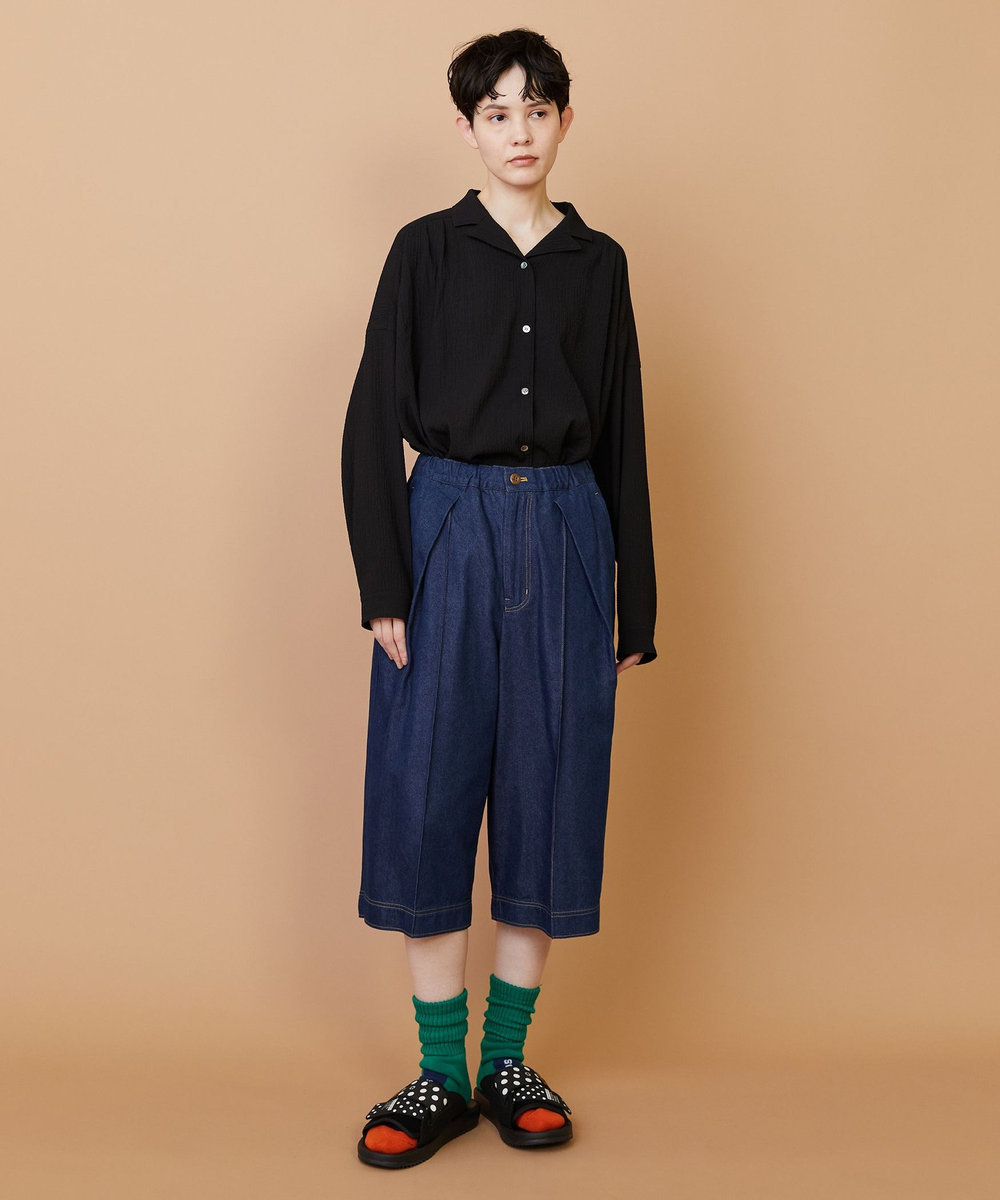 FRAPBOIS モイストデニム ハーフパンツ ネイビー