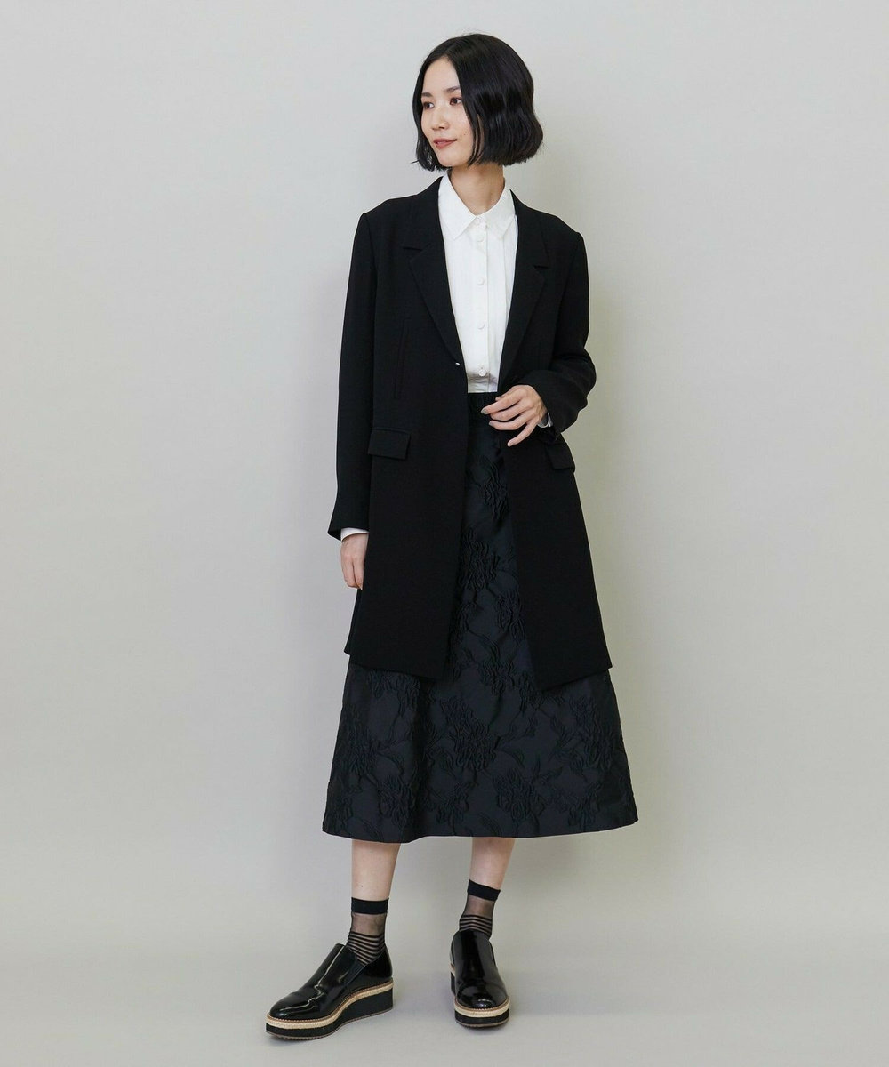 L'EQUIPE バックサテンロングジャケット ブラック