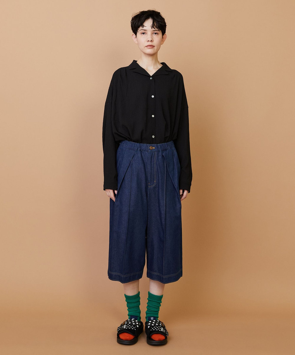 FRAPBOIS モイストデニム ハーフパンツ ネイビー