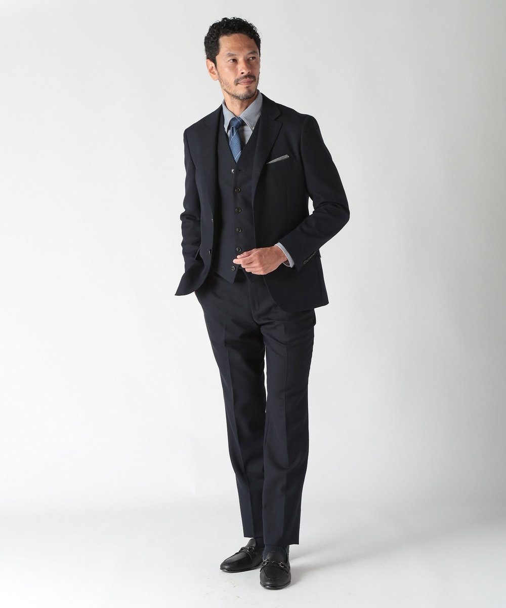 MEN'S BIGI 【ACTIVE TAILOR】ミックスヤーンスラックス ダークネイビー