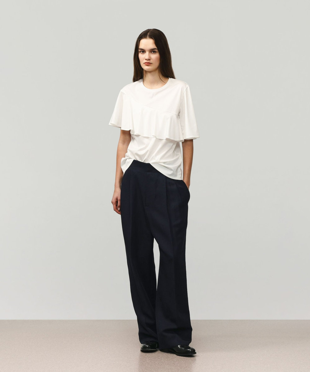 DÉPAREILLÉ COTTON JERSEY RUFFLE TOPS / コットンジャージーラッフルトップス ホワイト