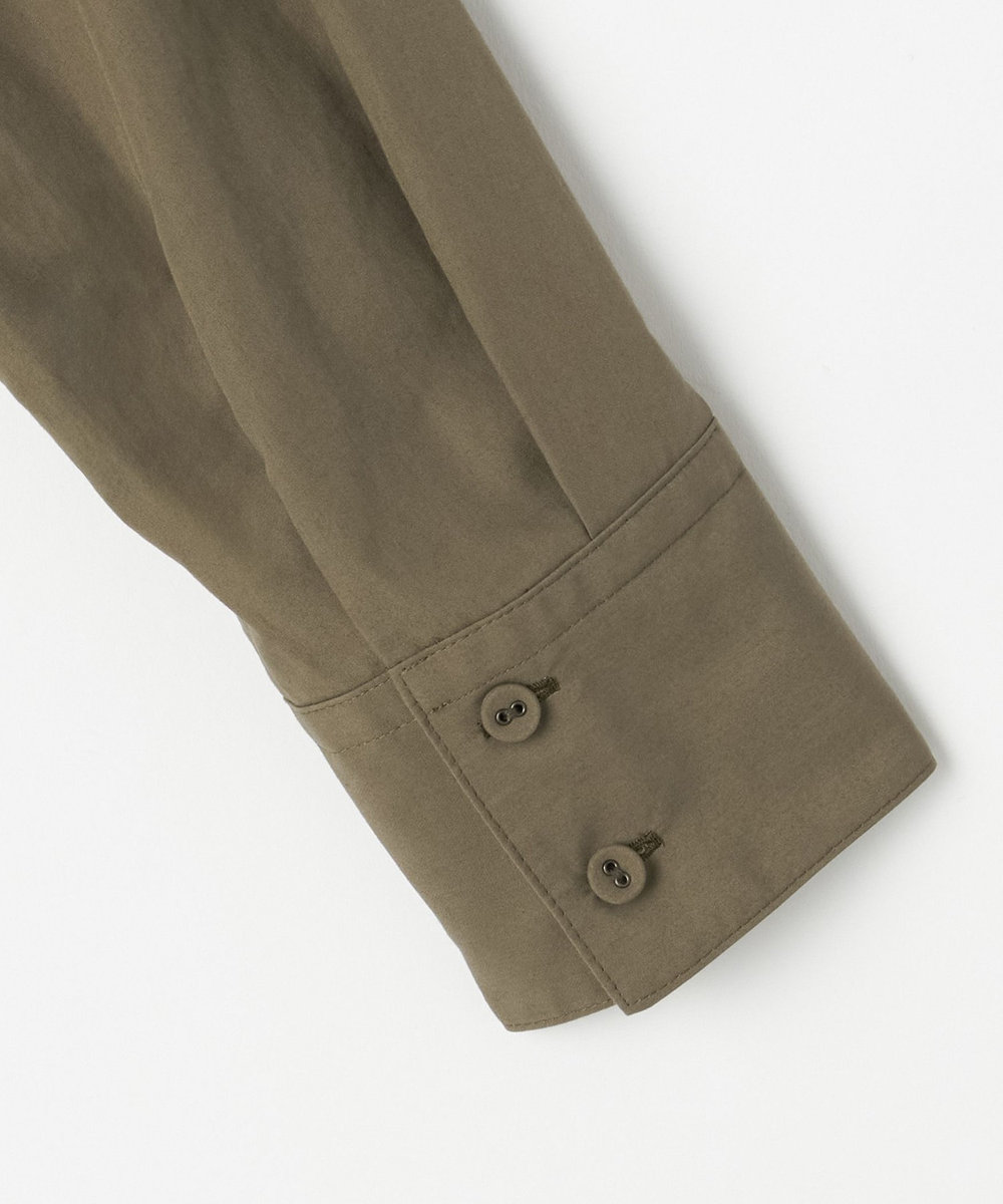 L'EQUIPE GREEN コットンタイプライタースタンドカラーシャツ									 カーキ