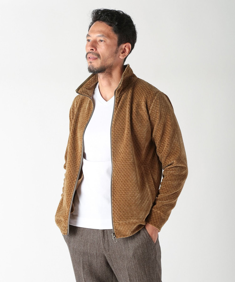 MEN'S BIGI スタンドジップモールジャカードブルゾン グリーン