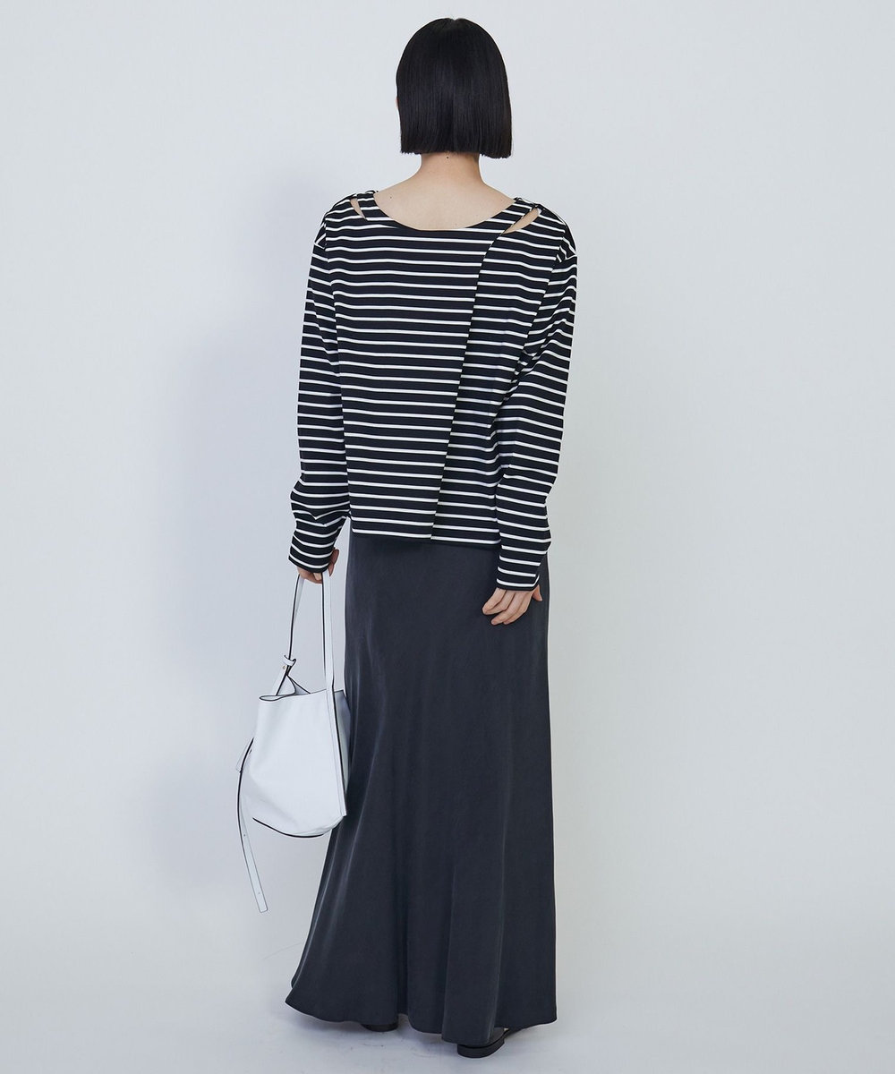 1er Arrondissement バックツイストボーダーロングスリーブＴシャツ ブラック
