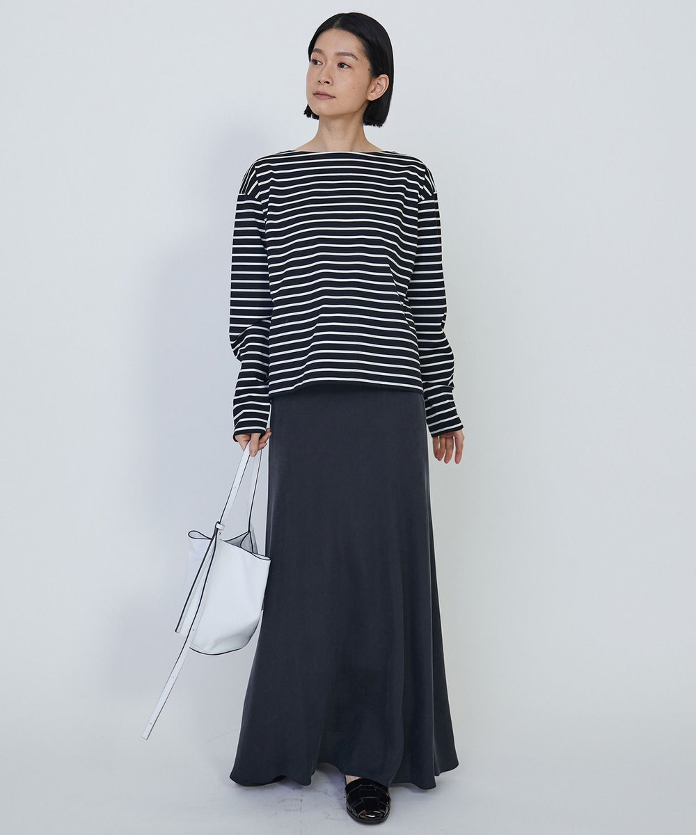 1er Arrondissement バックツイストボーダーロングスリーブＴシャツ ブラック