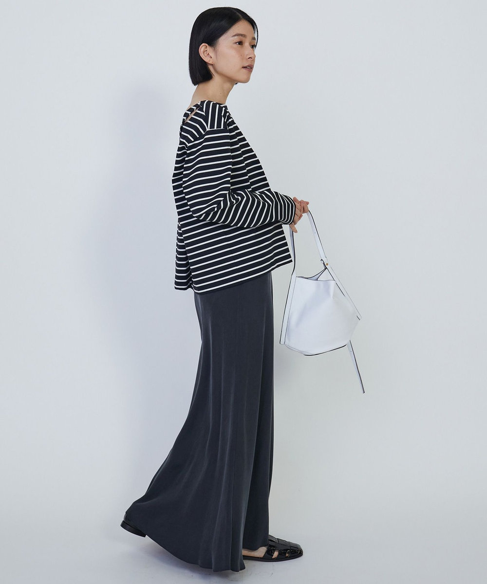 1er Arrondissement バックツイストボーダーロングスリーブＴシャツ ブラック