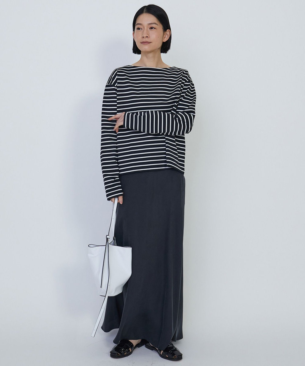 1er Arrondissement バックツイストボーダーロングスリーブＴシャツ ブラック
