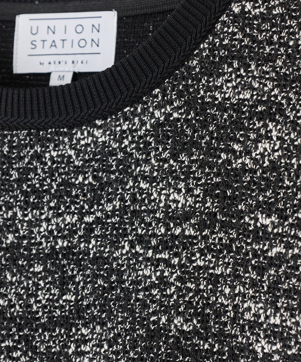 UNION STATION ツイードライクスラブジャガードカットソー ブラック