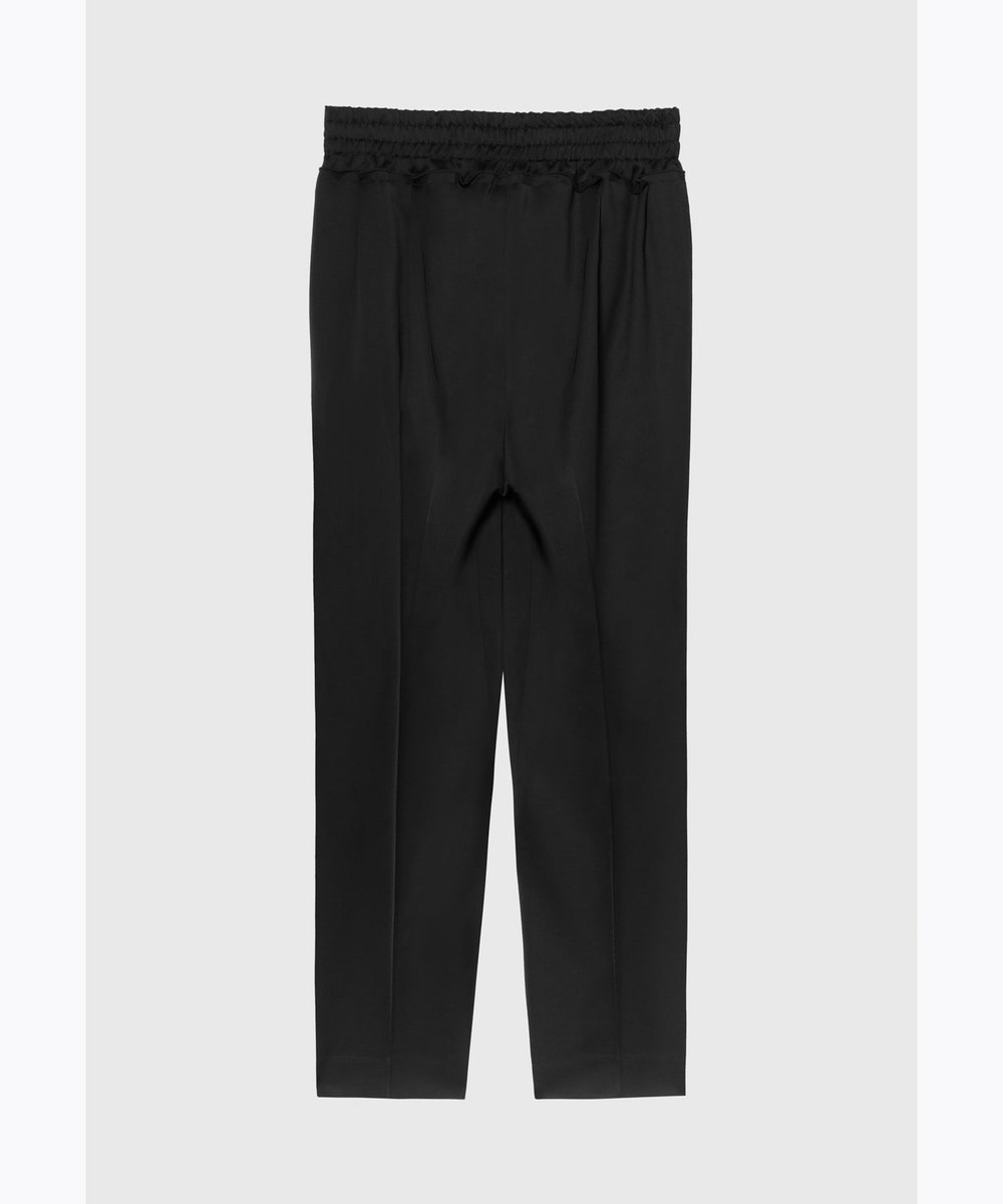 DÉPAREILLÉ WOOL VISCOSE SATIN GATHERED PANTS / ウールヴィスコースサテンギャザーパンツ ブラック