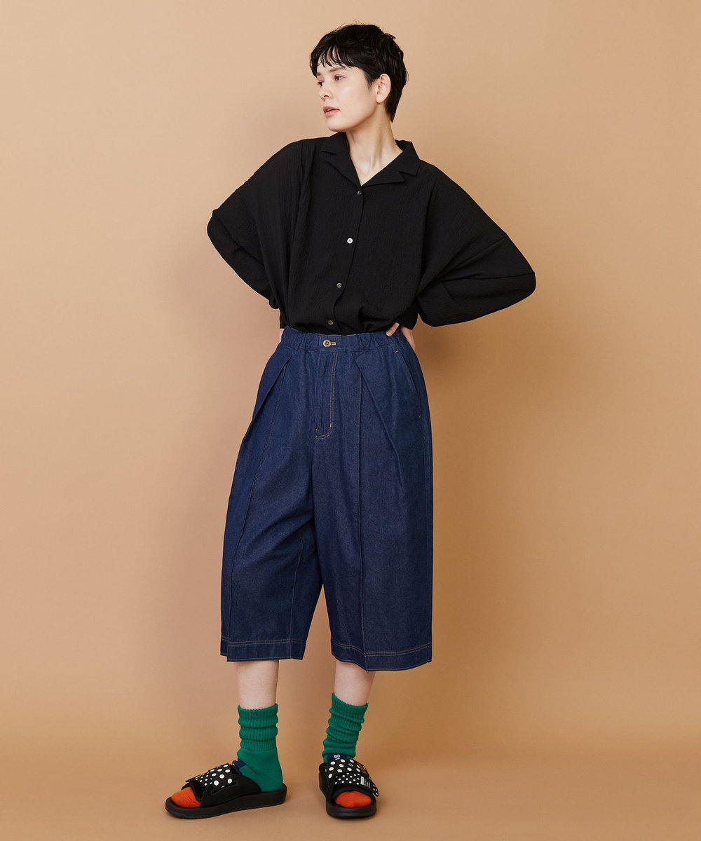 FRAPBOIS モイストデニム ハーフパンツ ネイビー