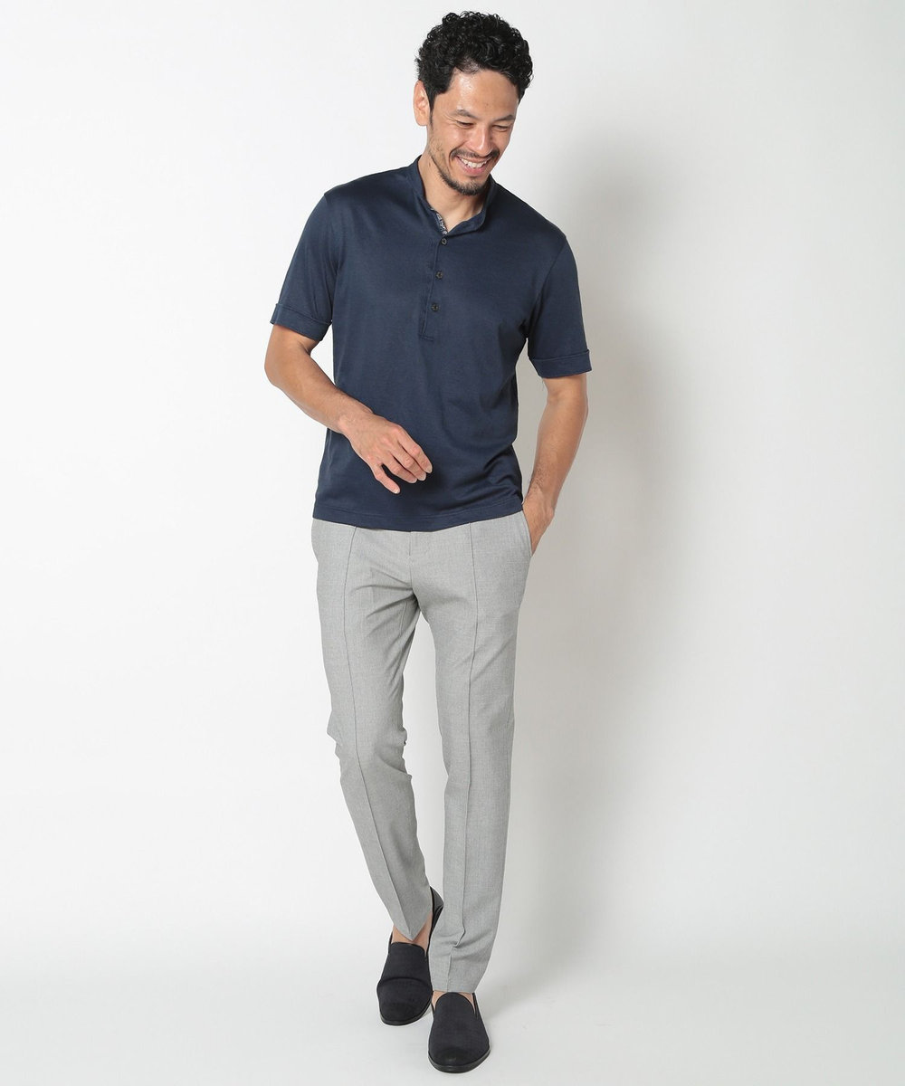 MEN'S BIGI <COOL MAX>バンドスキッパーポロシャツ ネイビー