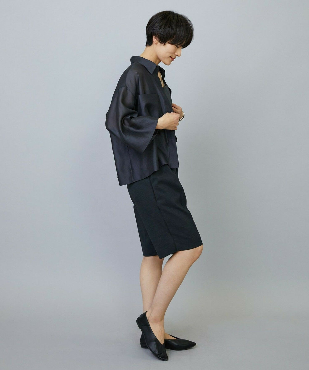 MOGA スタイリスト戸野塚かおるコラボ ドライリネンストレッチショートパンツ スミクロ