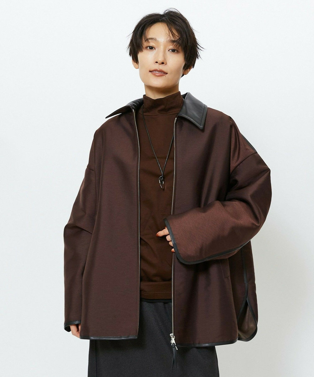 feerique feerique ブライトツイル中綿ダブルジップコート ブラウン