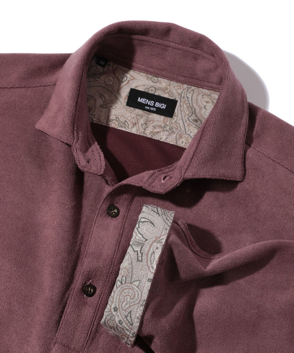 MEN'S BIGI ピケスエードカットシャツ パープル