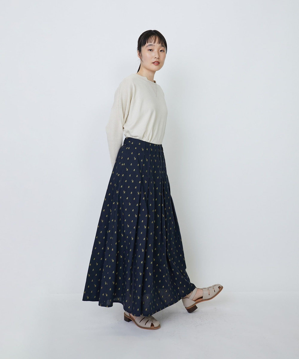 LOISIR コットンチェアーモチーフカットジャカードスカート ブルー系その他
