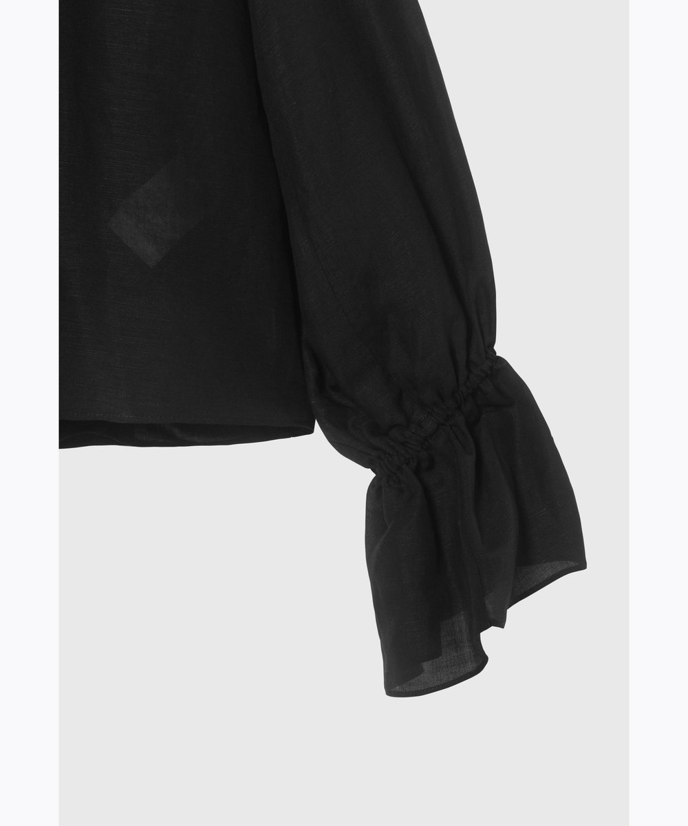 DÉPAREILLÉ LINEN LACE UP BLOUSE / リネンレースアップブラウス ブラック