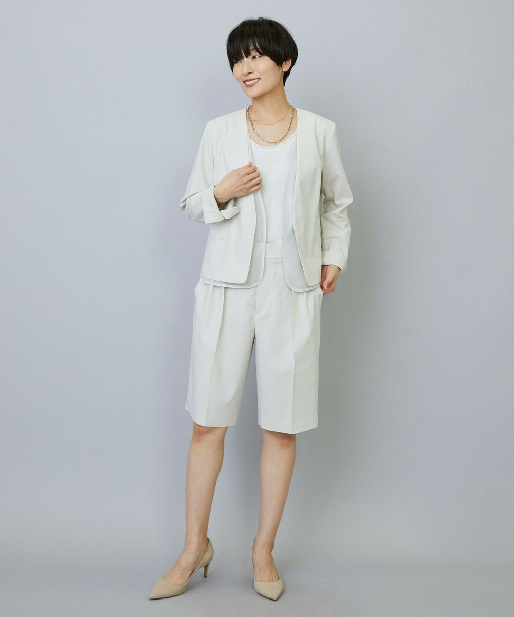 MOGA スタイリスト戸野塚かおるコラボ ドライリネンストレッチショートパンツ キナリ