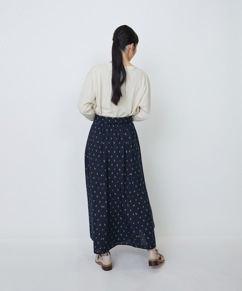 LOISIR コットンチェアーモチーフカットジャカードスカート ブルー系その他