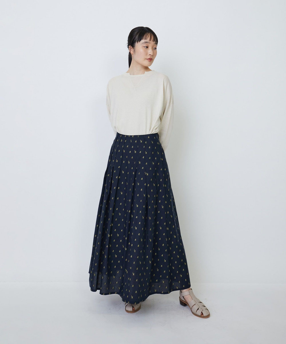 LOISIR コットンチェアーモチーフカットジャカードスカート ブルー系その他
