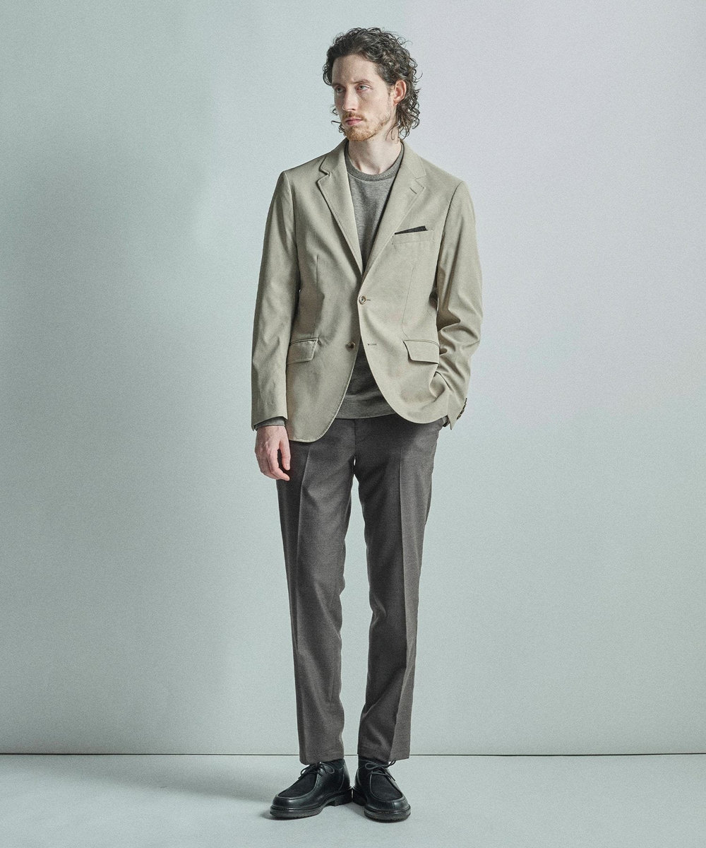 MEN'S BIGI フェイクレザー テーラードジャケット ベージュ
