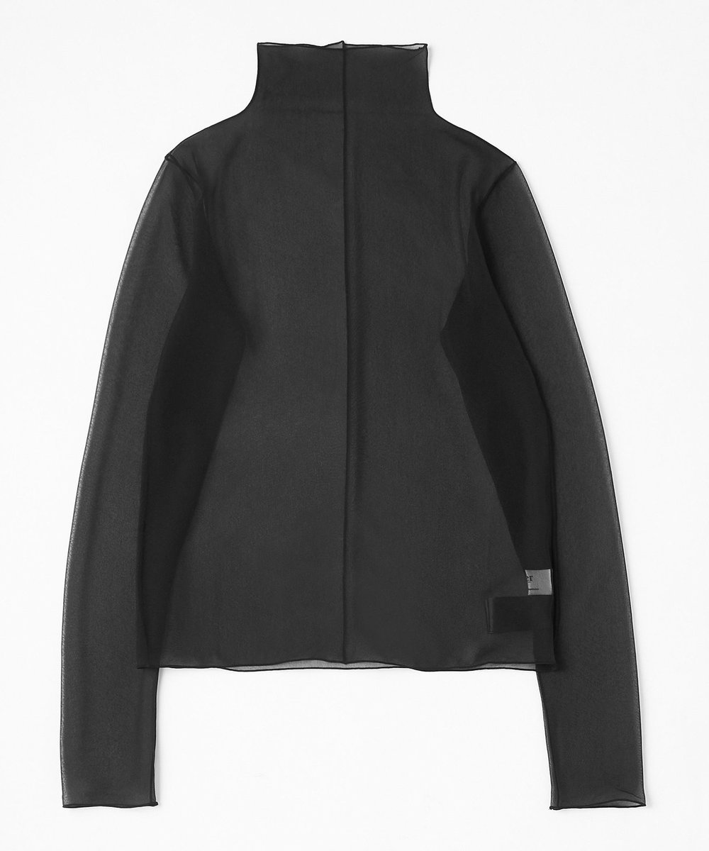 1er Arrondissement シアーハイネックカットソー ブラック