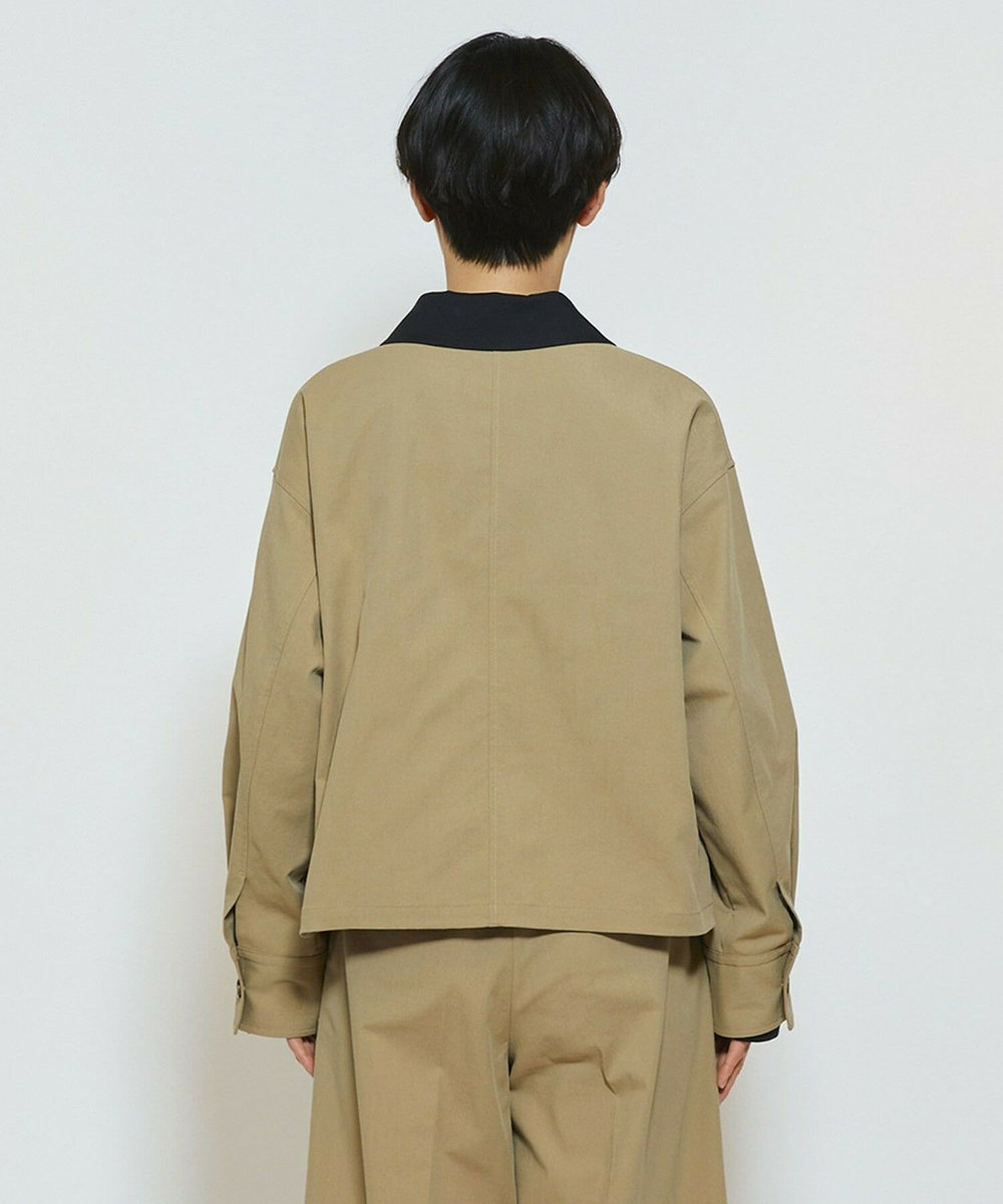 feerique Lサイズ（大きいサイズ） 【大きいサイズ】feerique ポリエステルツイルワイドクロップドジャケット［セットアップ可能］ ベージュ