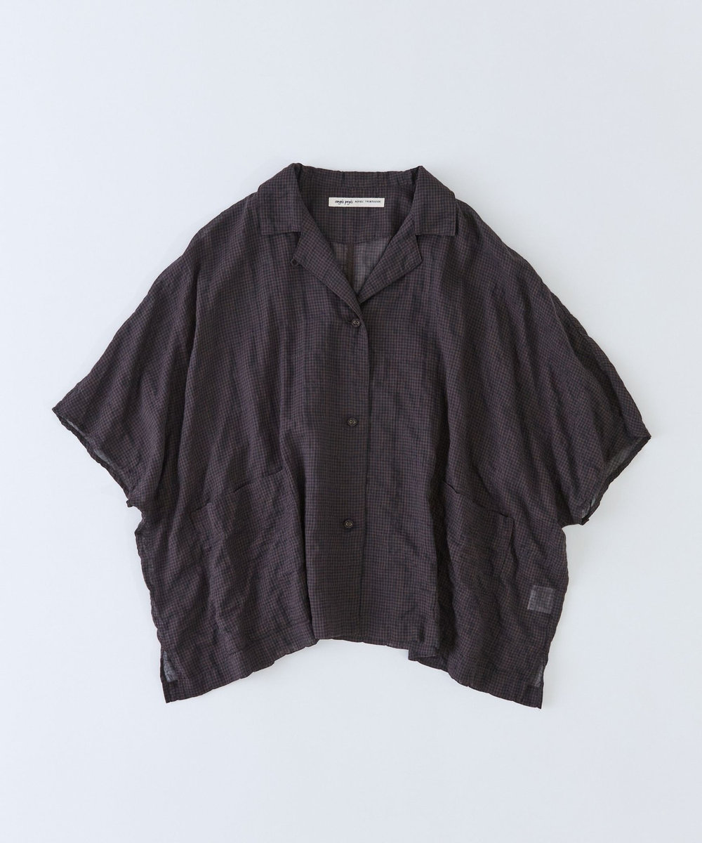 congés payés ADIEU TRISTESSE 【FAVE】シャーリングオープンカラーシャツジャケット ブラウン系その他