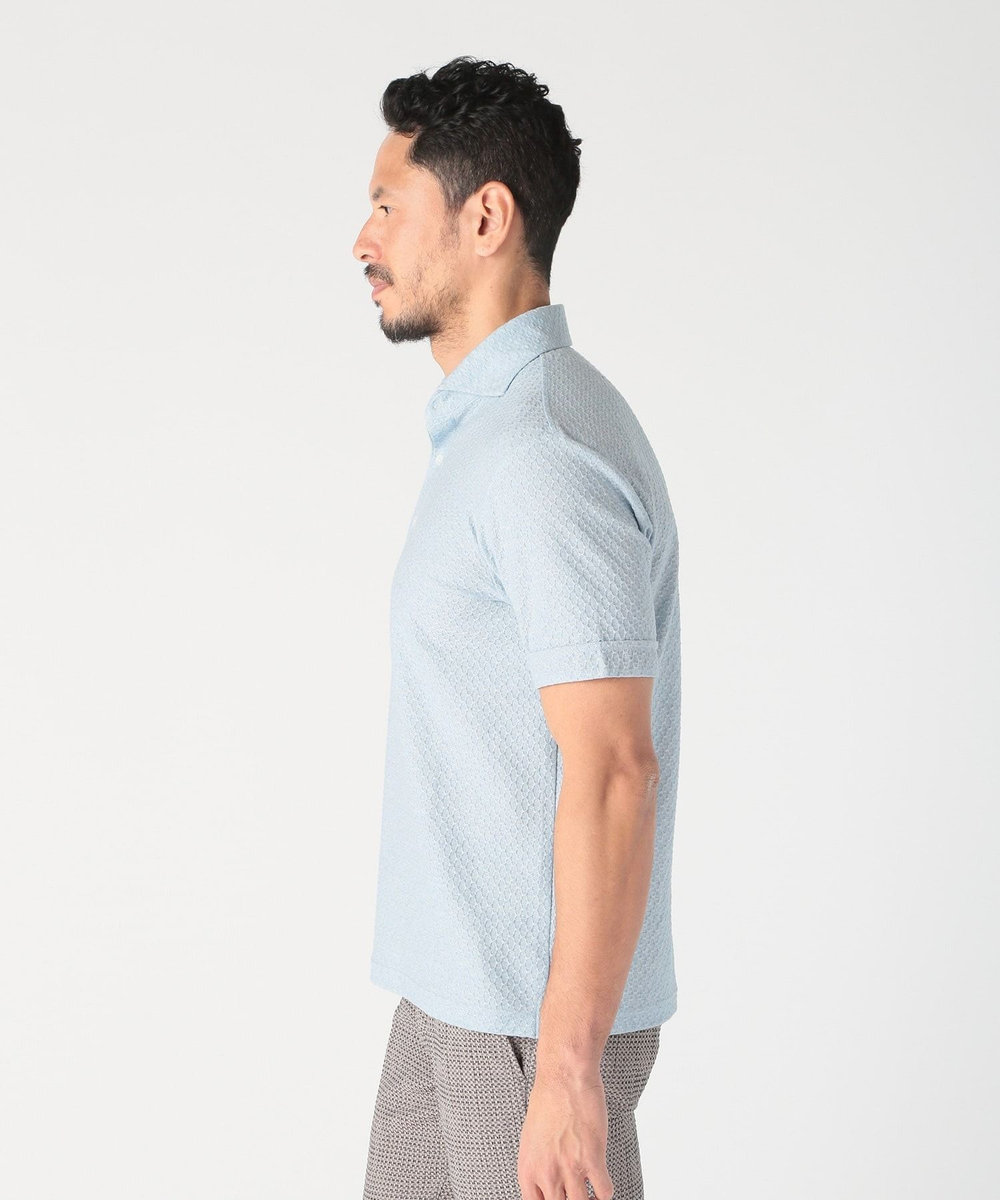 MEN'S BIGI シャーリングジャカードポロシャツ ブルー